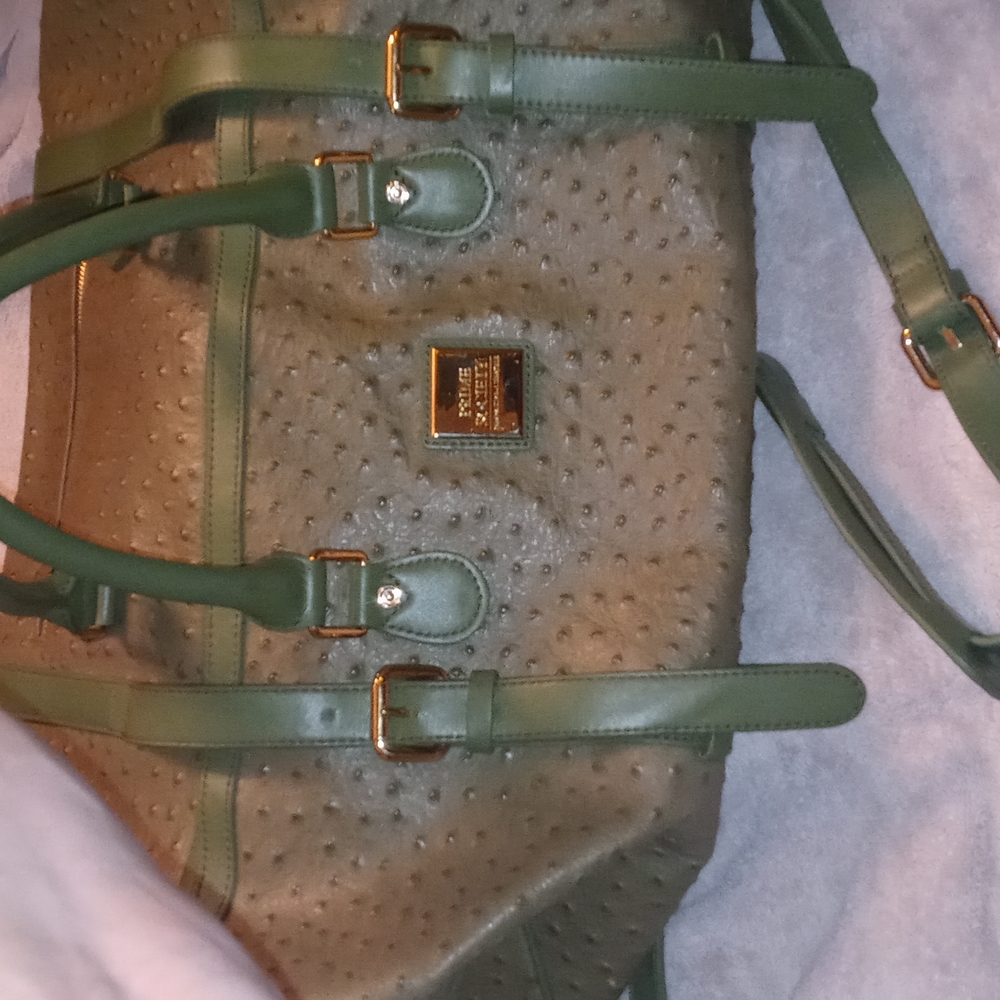 Prime Society duffel bag. Green leather